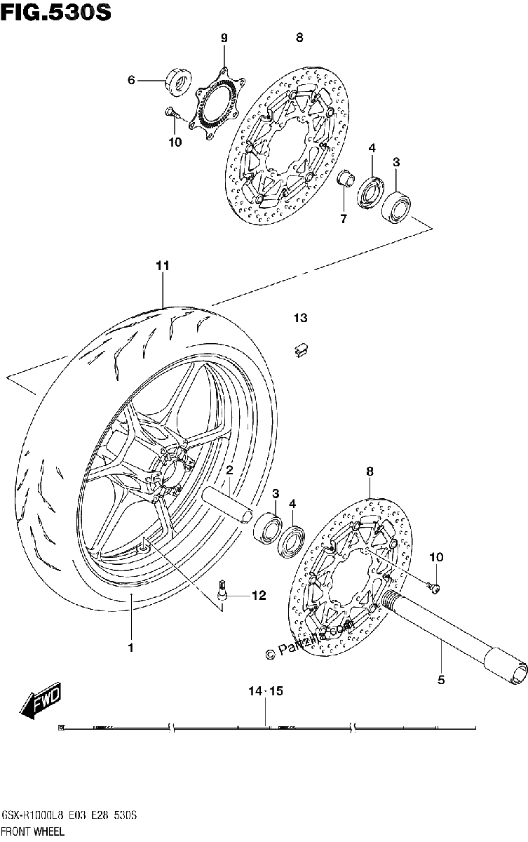 Diagrama de FRONT WHEEL GSX R1000RAL8 E33