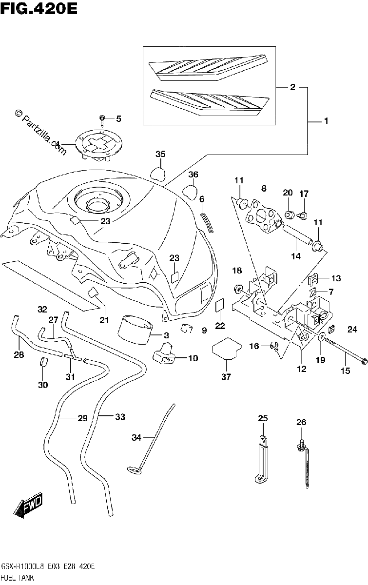 Diagrama de FUEL TANK GSX R1000AL8 E03 FOR YWW