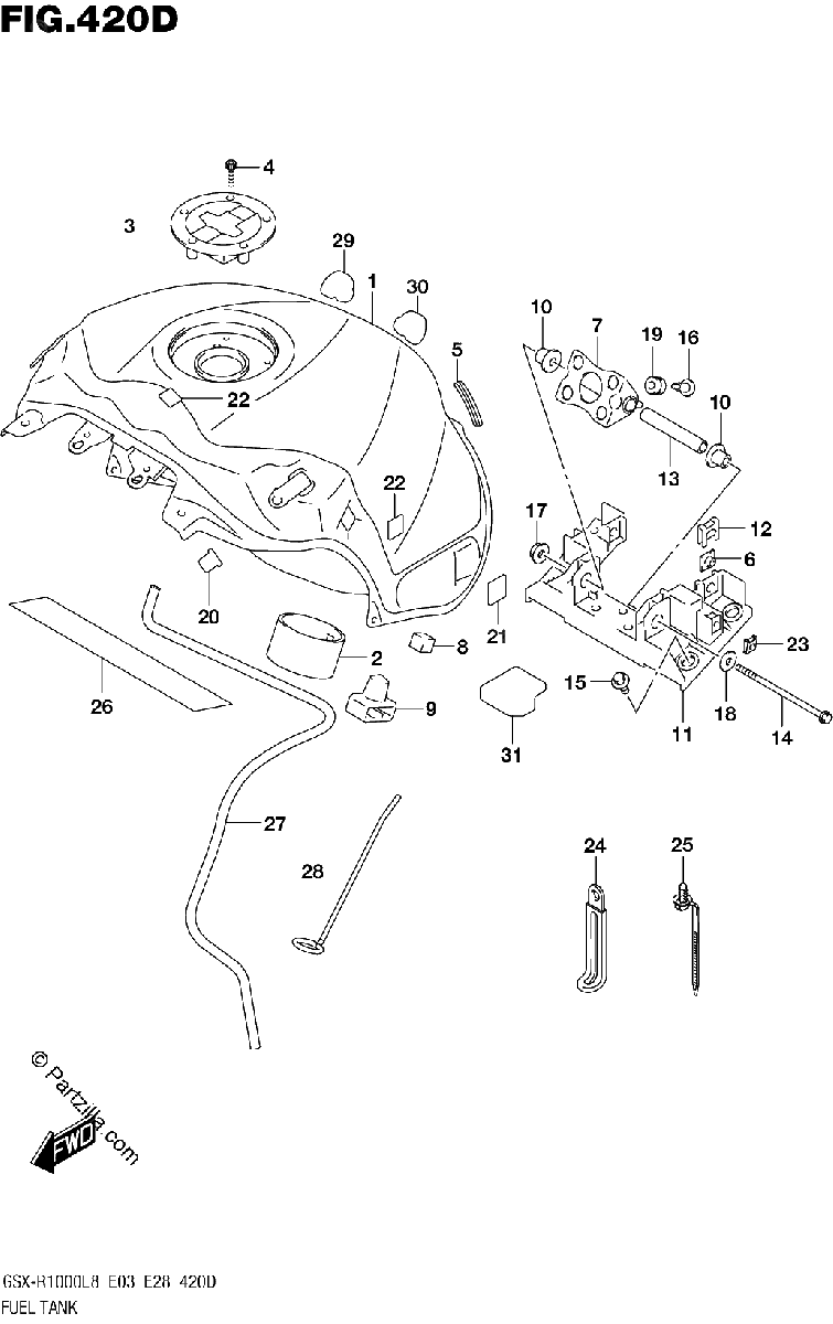 Diagrama de FUEL TANK GSX R1000L8 E33 FOR YKV YSF