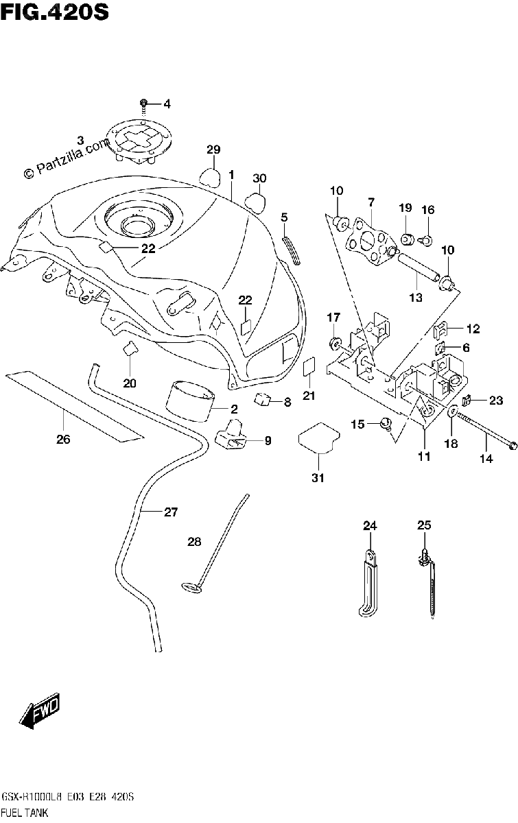 Diagrama de FUEL TANK GSX R1000RAL8 E33