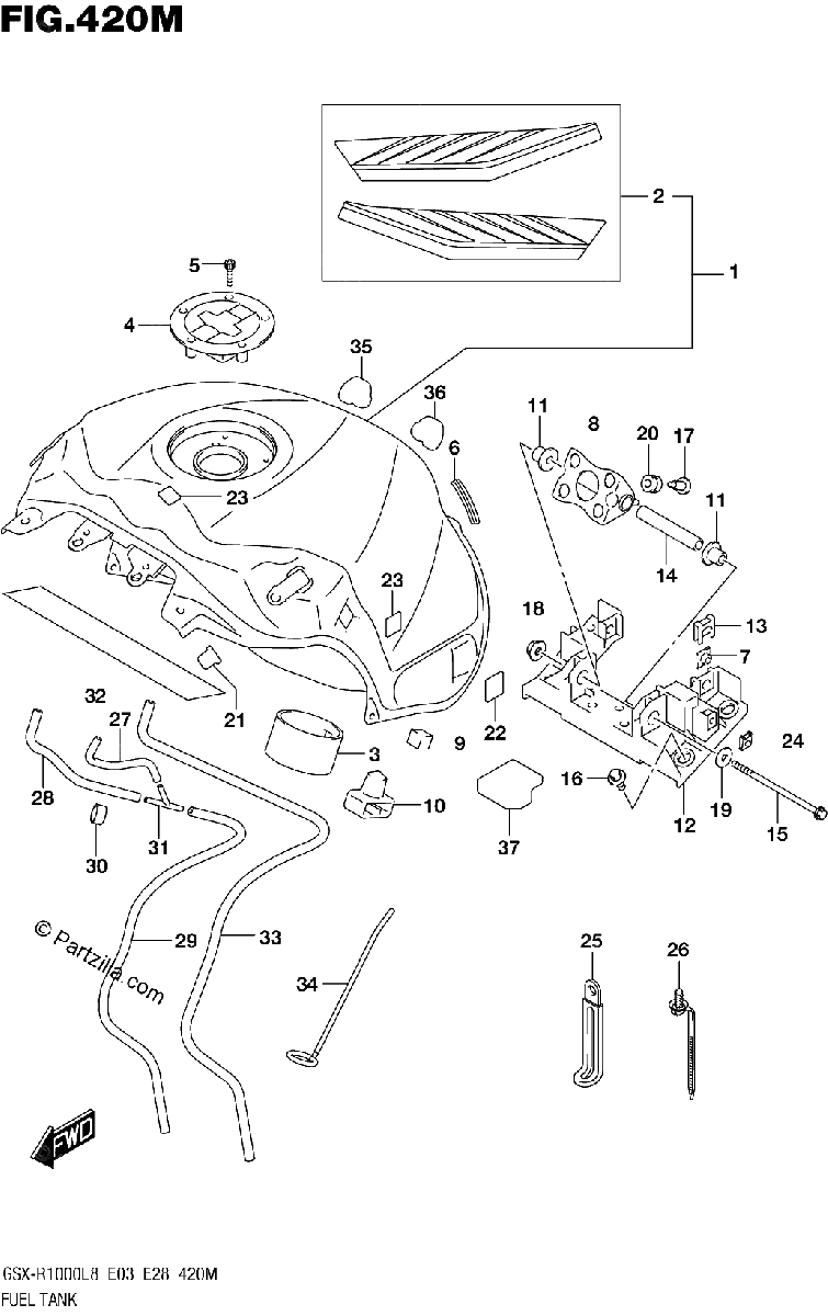 Diagrama de FUEL TANK GSX R1000RZAL8 E28