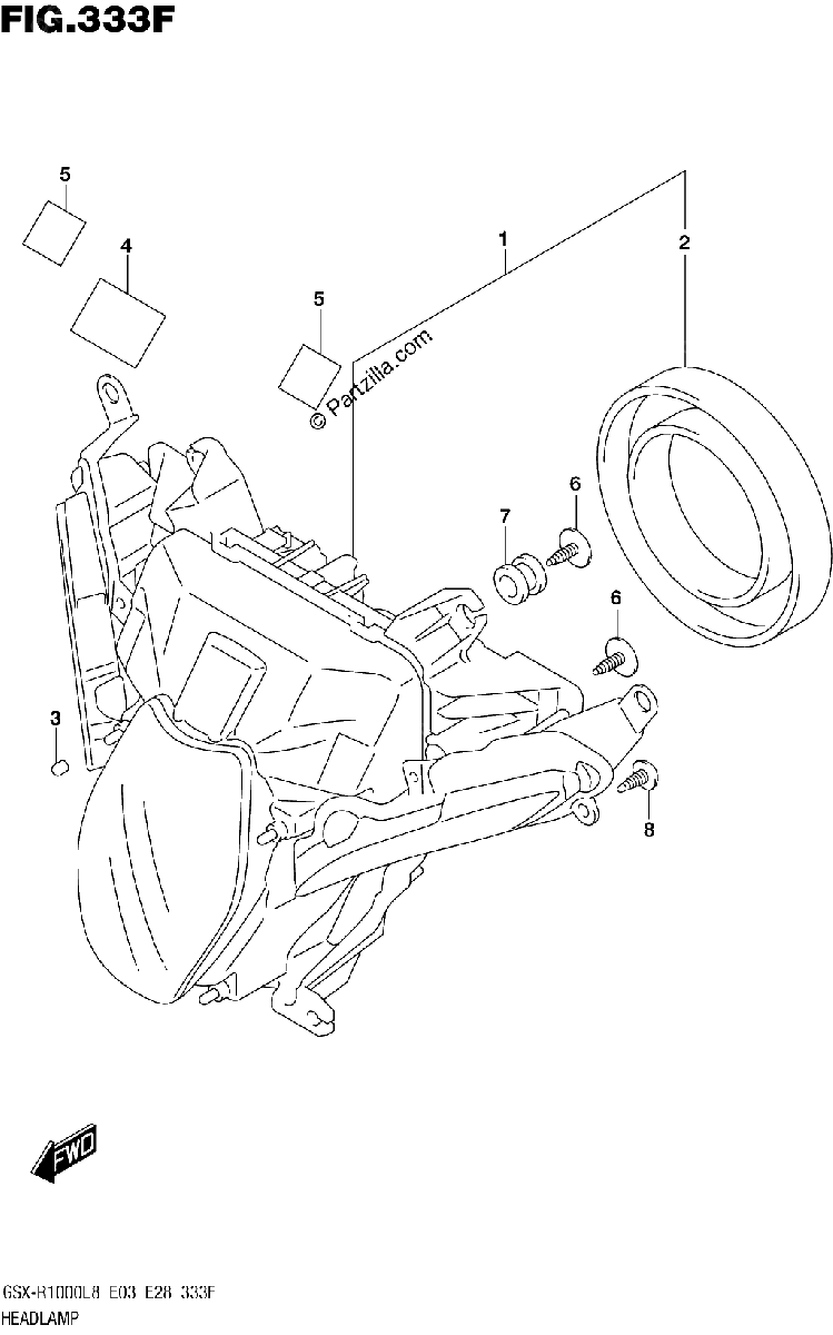 Diagrama de HEADLAMP GSX R1000RZAL8 E03
