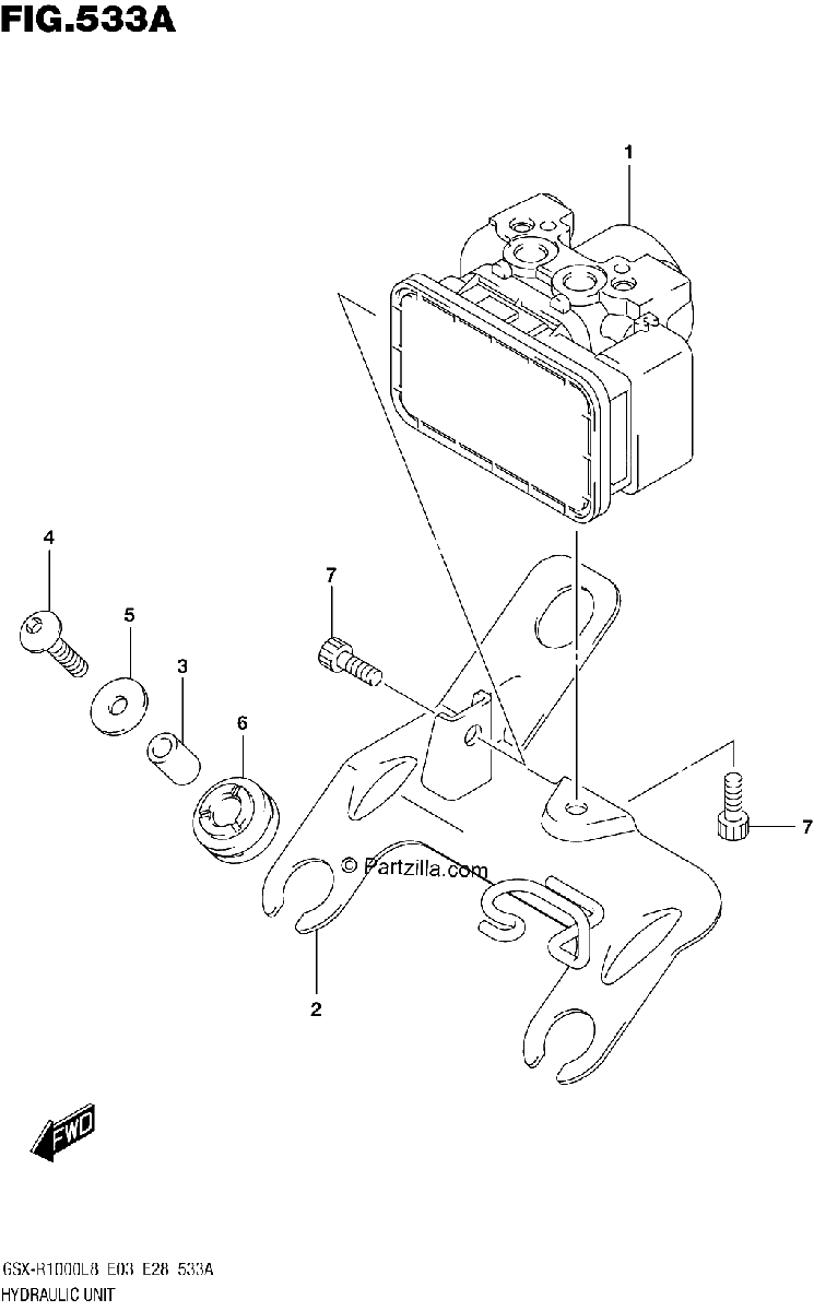 Diagrama de HYDRAULIC UNIT GSX R1000AL8 E03