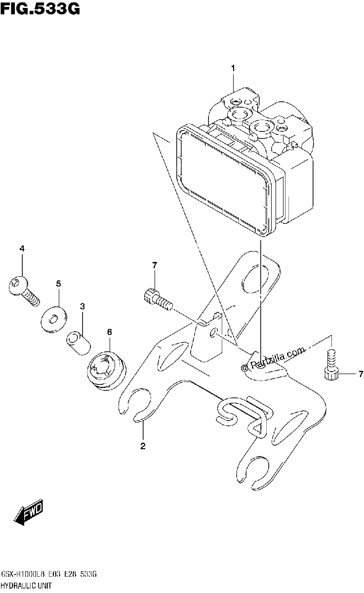 Diagrama de HYDRAULIC UNIT GSX R1000RAL8 E03