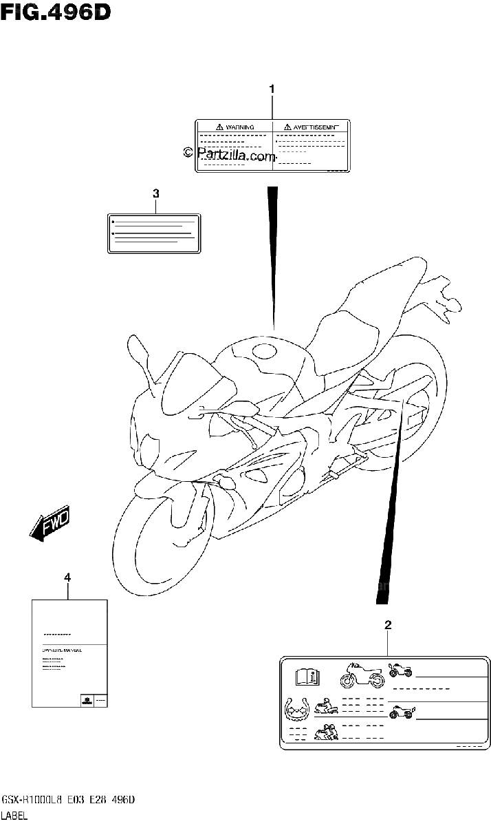 Diagrama de LABEL GSX R1000AL8 E28