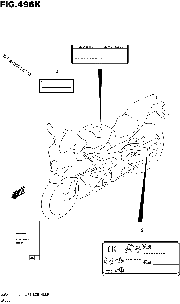 Diagrama de LABEL GSX R1000RAL8 E28