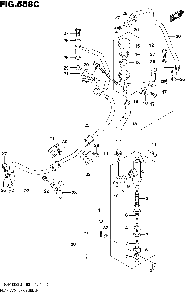 Diagrama de REAR MASTER CYLINDER GSX R1000AL8 E03