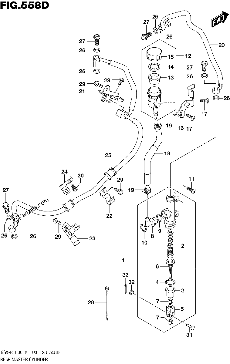 Diagrama de REAR MASTER CYLINDER GSX R1000AL8 E28