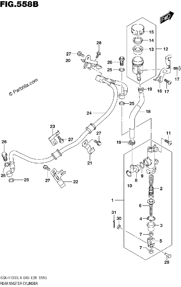 Diagrama de REAR MASTER CYLINDER GSX R1000L8 E33