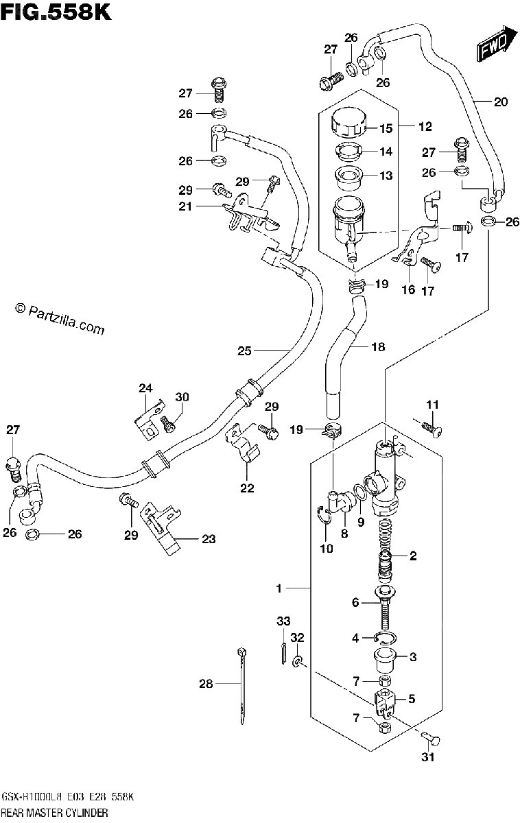 Diagrama de REAR MASTER CYLINDER GSX R1000RAL8 E28