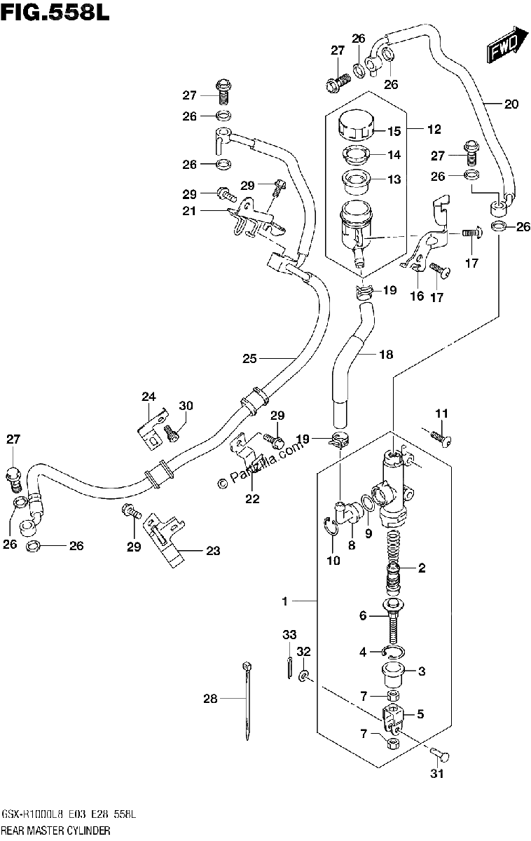 Diagrama de REAR MASTER CYLINDER GSX R1000RAL8 E33