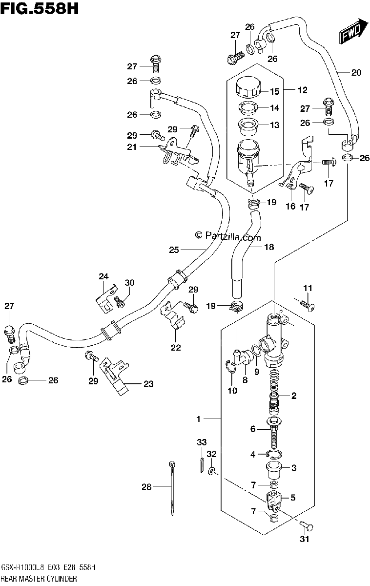 Diagrama de REAR MASTER CYLINDER GSX R1000RZAL8 E33