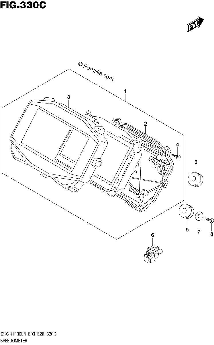 Diagrama de SPEEDOMETER GSX R1000AL8 E03
