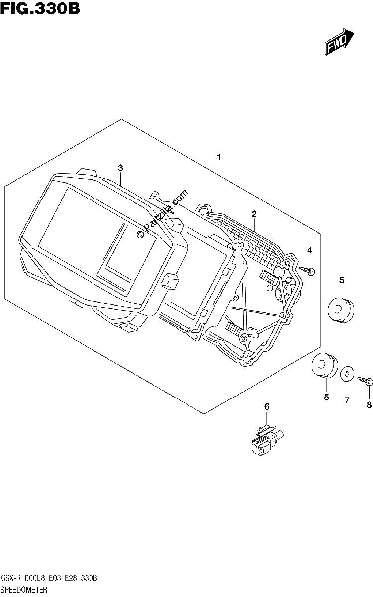 Diagrama de SPEEDOMETER GSX R1000L8 E33