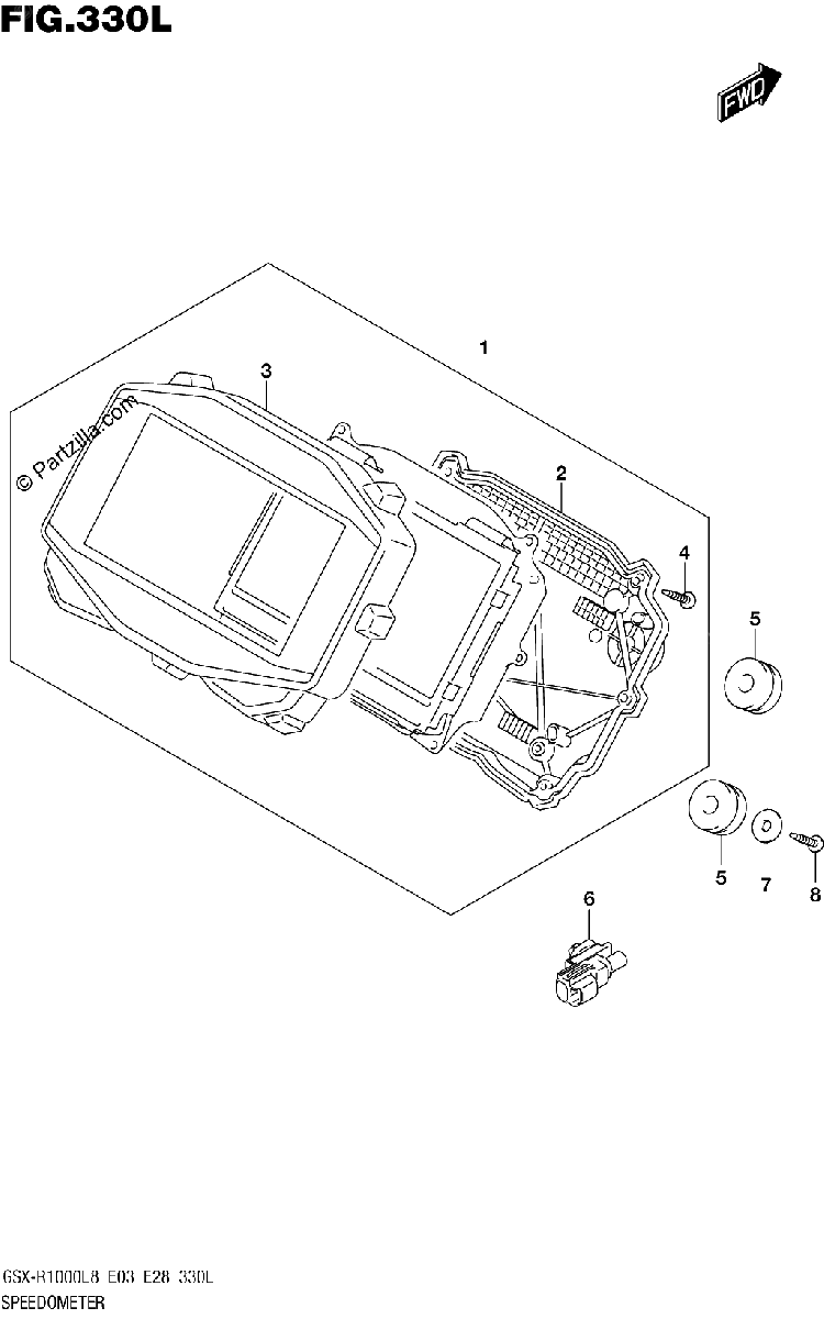 Diagrama de SPEEDOMETER GSX R1000RAL8 E33