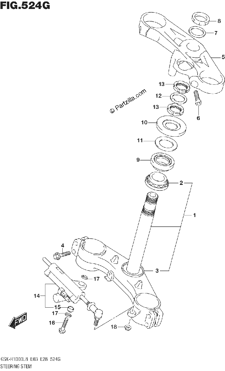 Diagrama de STEERING STEM GSX R1000RZAL8 E28