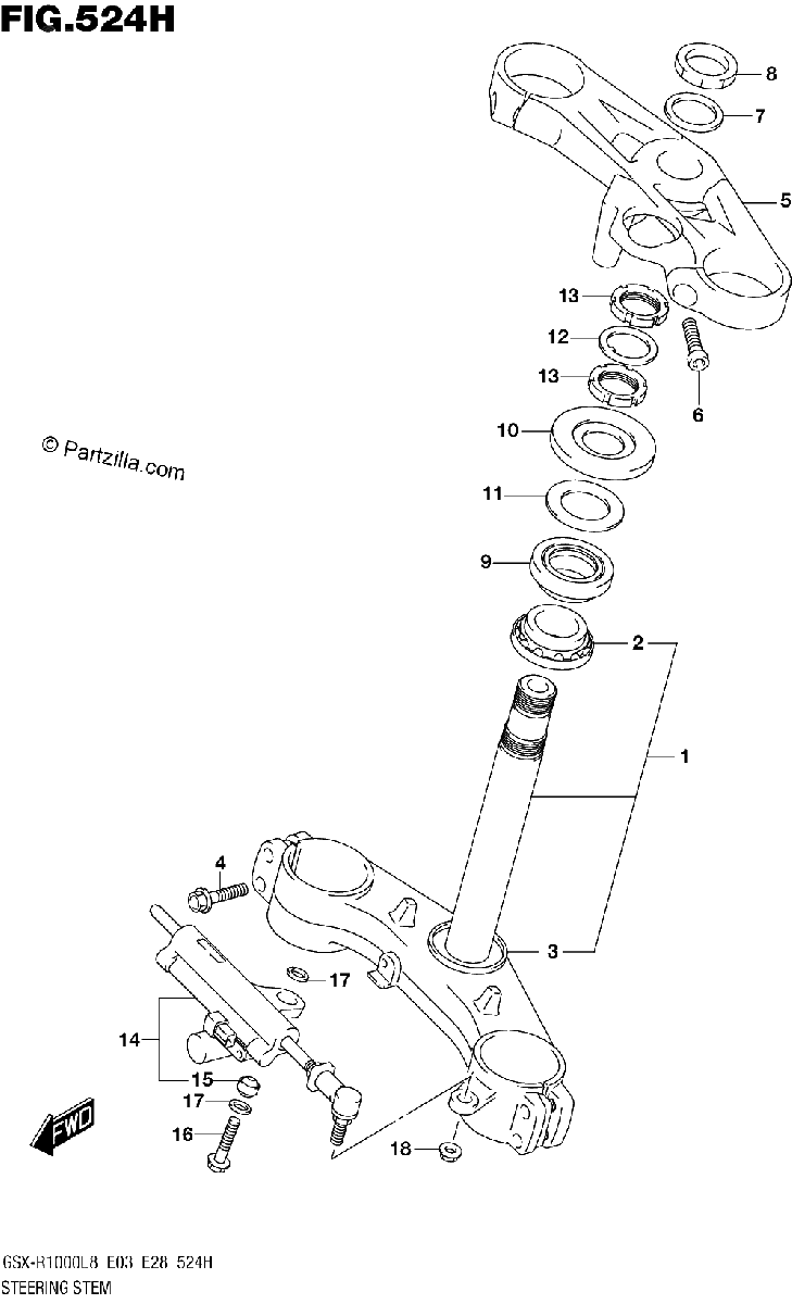 Diagrama de STEERING STEM GSX R1000RZAL8 E33
