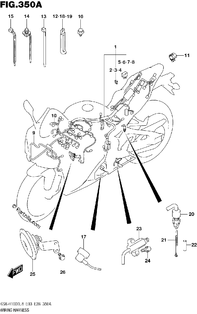 Diagrama de WIRING HARNESS GSX R1000L8 E03