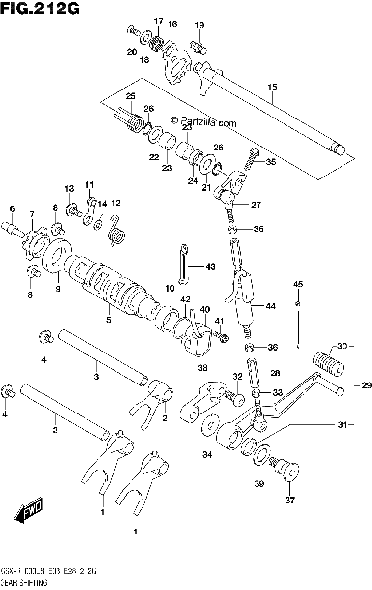 Diagrama de 212G GEAR SHIFTING GSX R1000RZAL8 E28