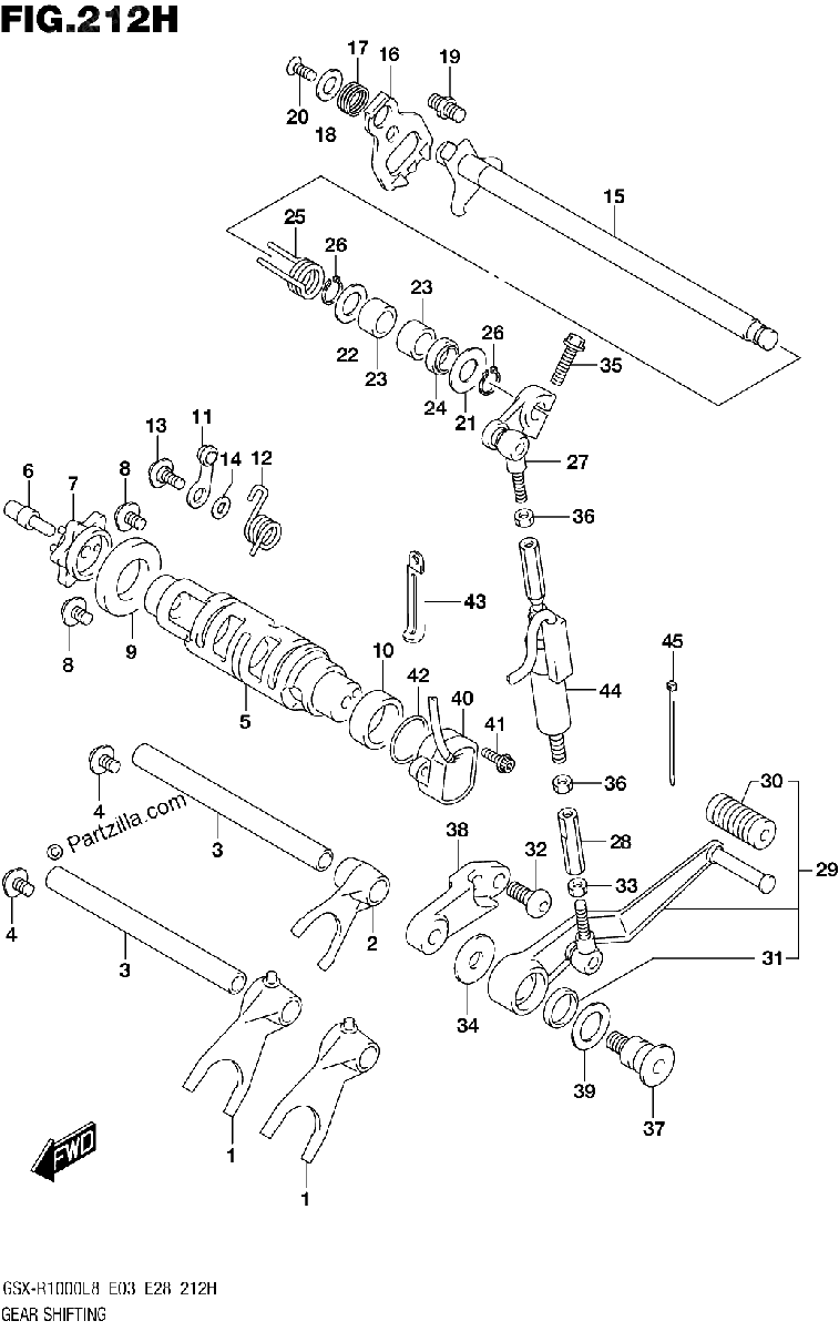 Diagrama de 212H GEAR SHIFTING GSX R1000RZAL8 E33