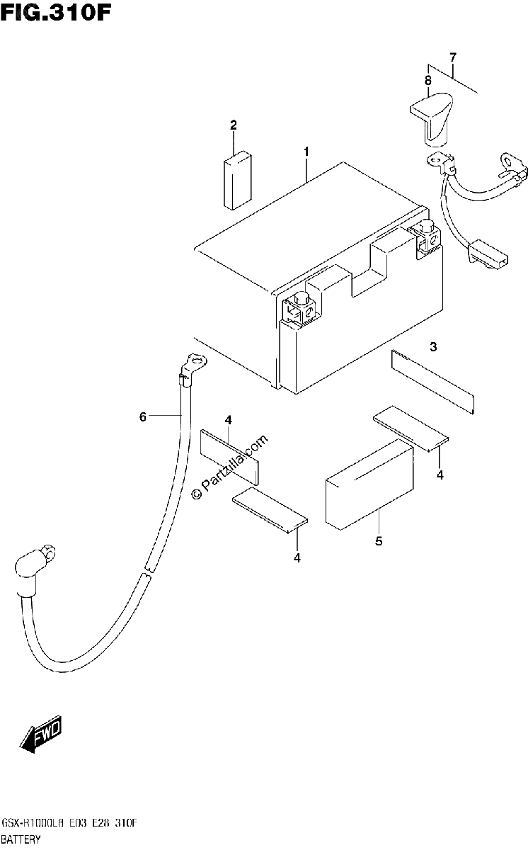 Diagrama de 310F BATTERY GSX R1000RZAL8 E03