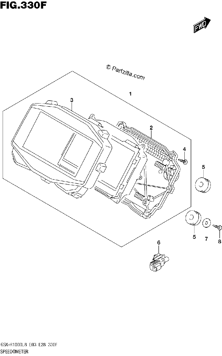 Diagrama de 330F SPEEDOMETER GSX R1000RZAL8 E03