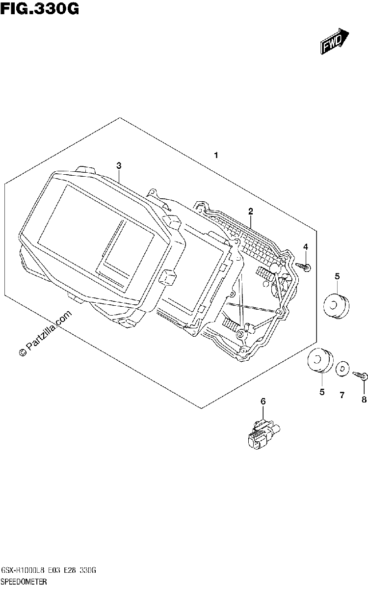 Diagrama de 330G SPEEDOMETER GSX R1000RZAL8 E28