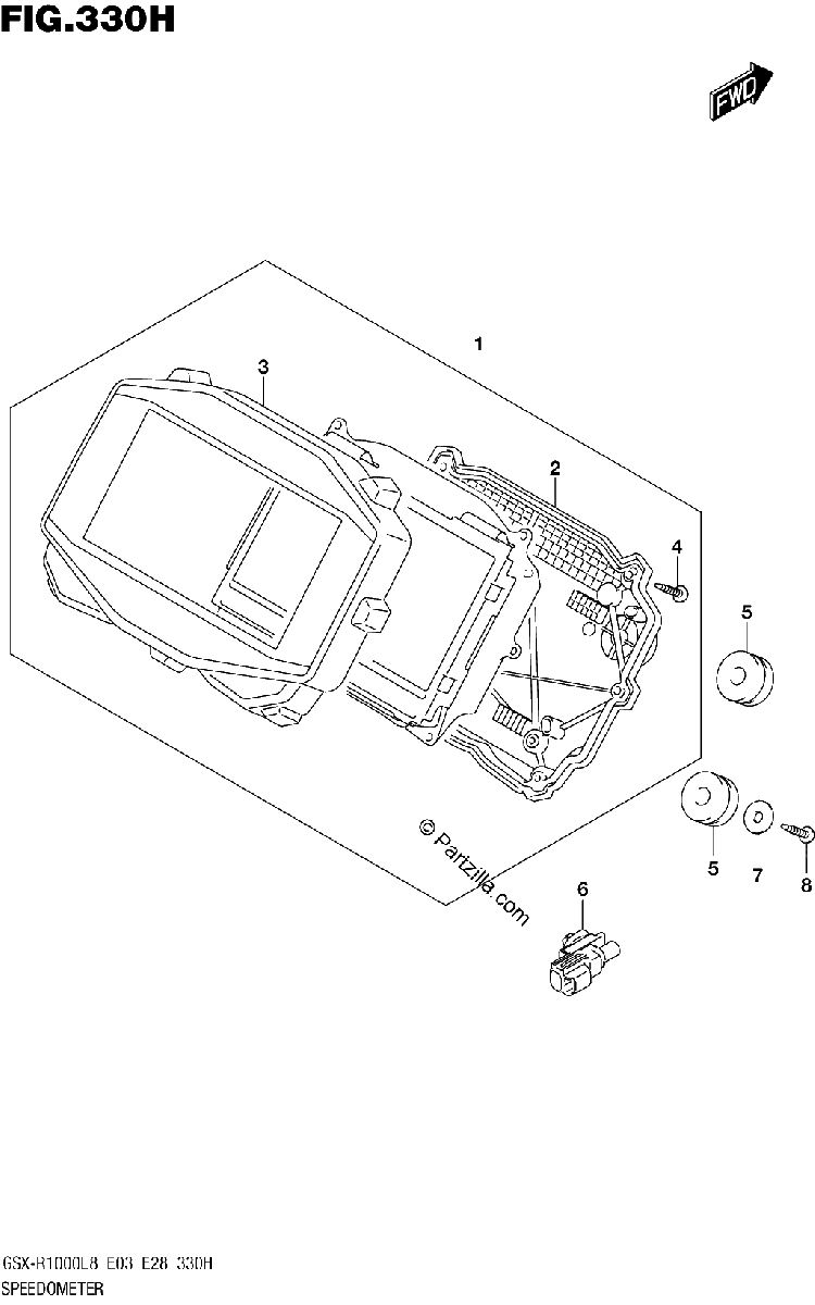 Diagrama de 330H SPEEDOMETER GSX R1000RZAL8 E33