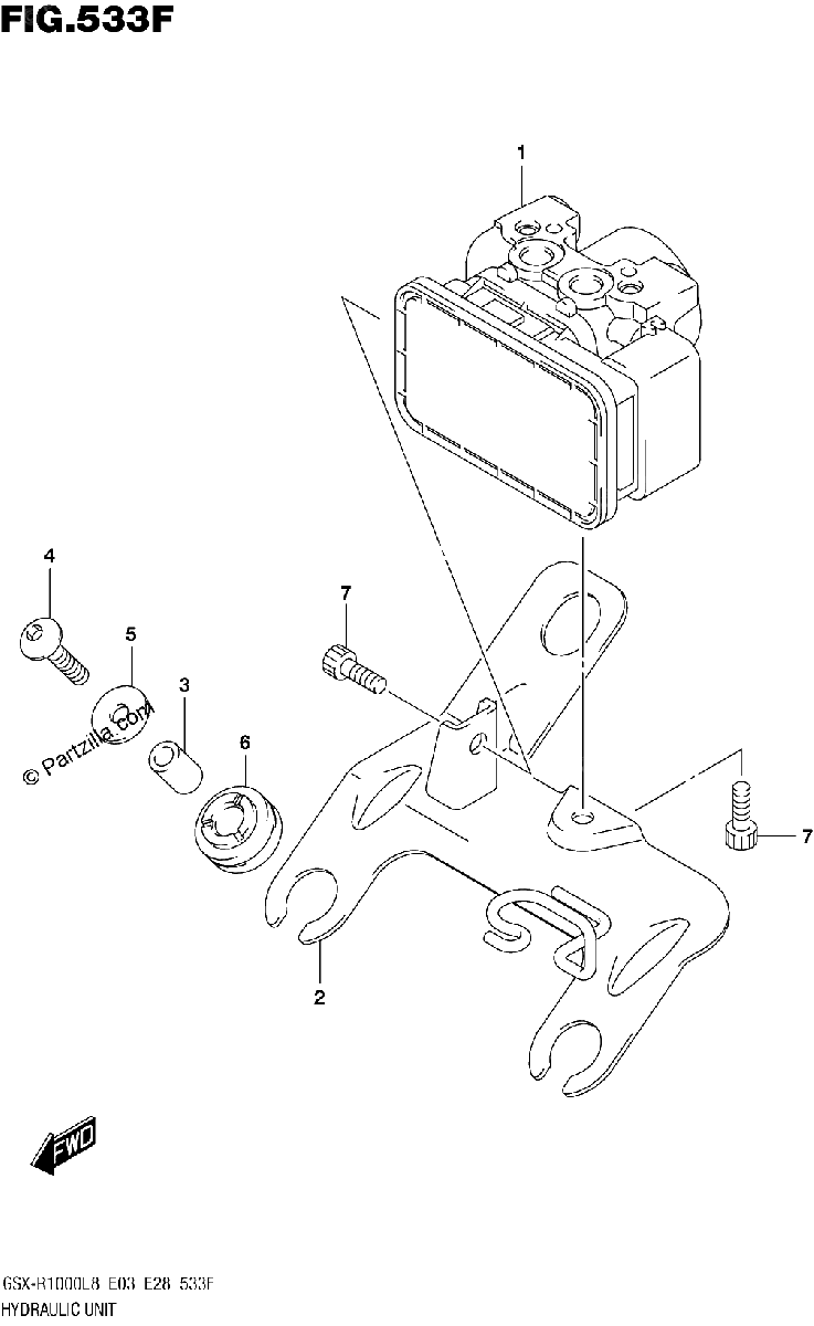 Diagrama de 533F HYDRAULIC UNIT GSX R1000RZAL8 E33
