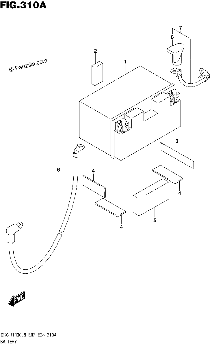 Diagrama de BATTERY GSX R1000L8 E03