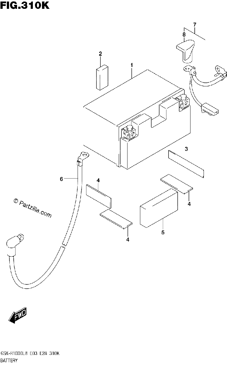Diagrama de BATTERY GSX R1000RAL8 E28