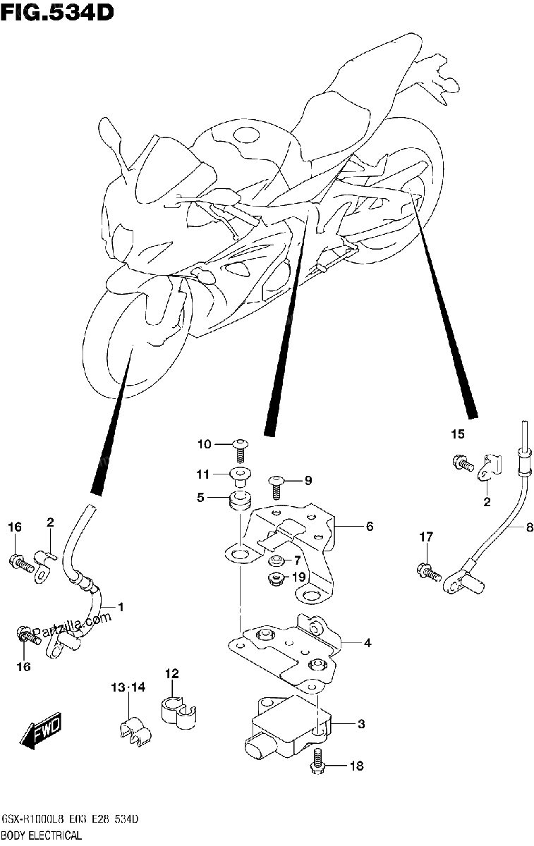 Diagrama de BODY ELECTRICAL GSX R1000AL8 E28