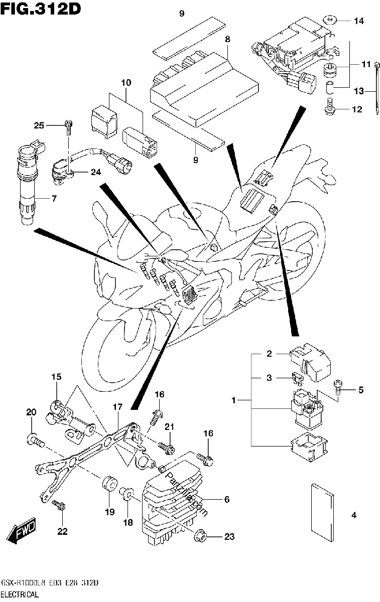 Diagrama de ELECTRICAL GSX R1000AL8 E28