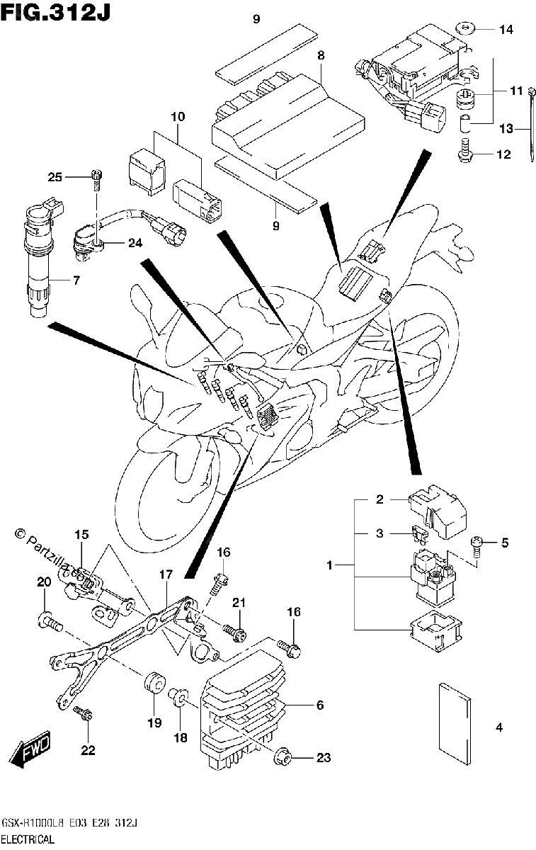 Diagrama de ELECTRICAL GSX R1000RAL8 E03