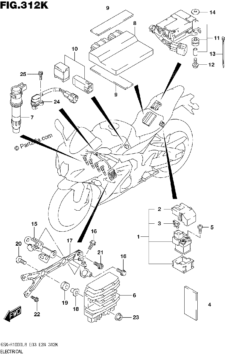 Diagrama de ELECTRICAL GSX R1000RAL8 E28