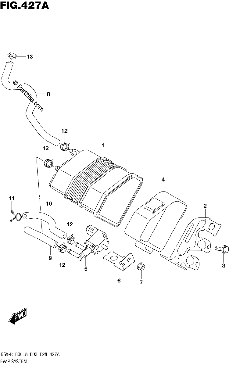 Diagrama de EVAP SYSTEM GSX R1000L8 E33