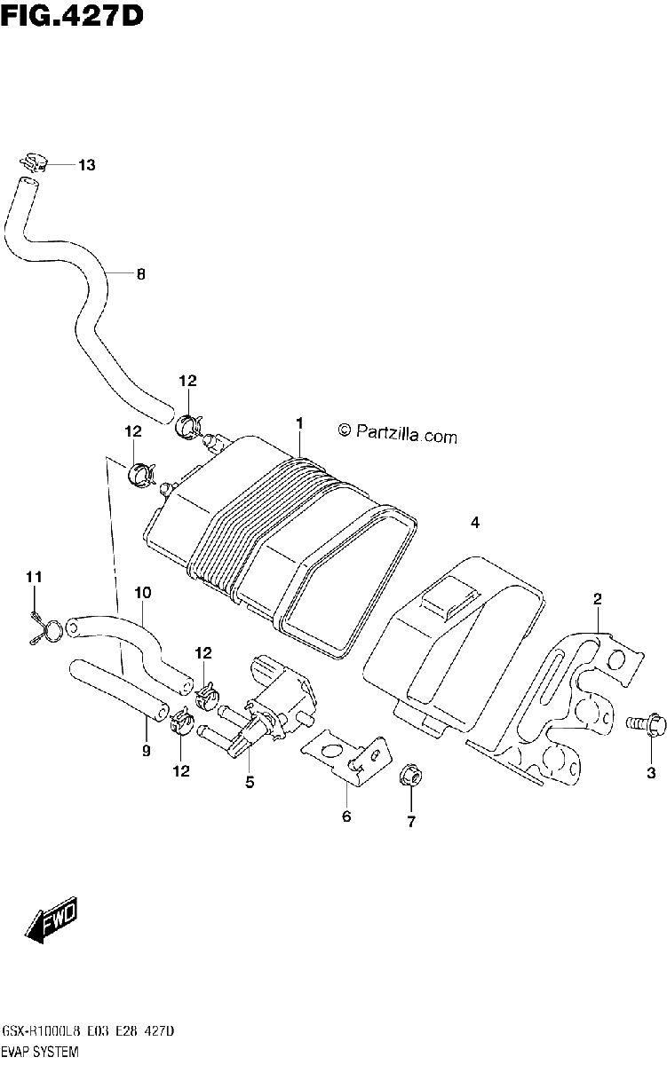 Diagrama de EVAP SYSTEM GSX R1000RAL8 E33