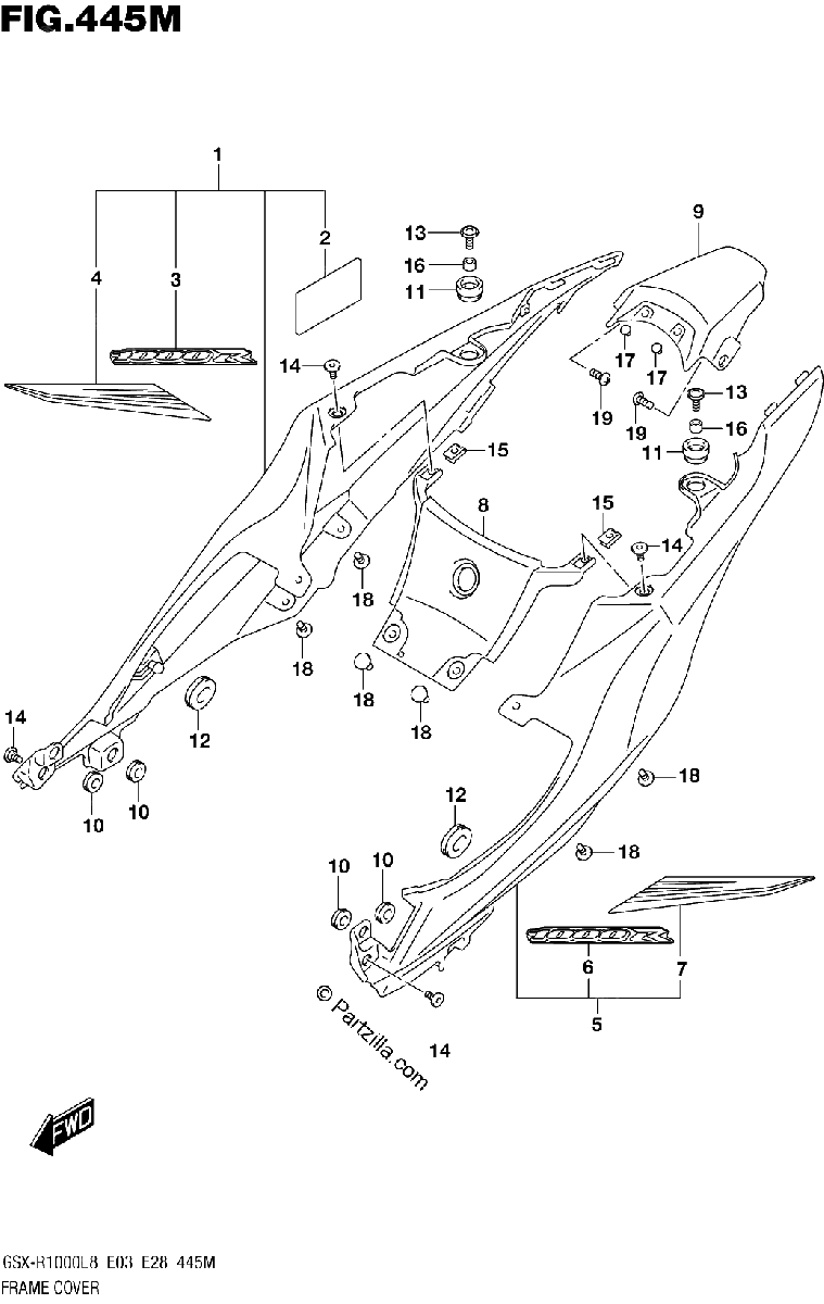 Diagrama de FRAME COVER GSX R1000RZAL8 E28