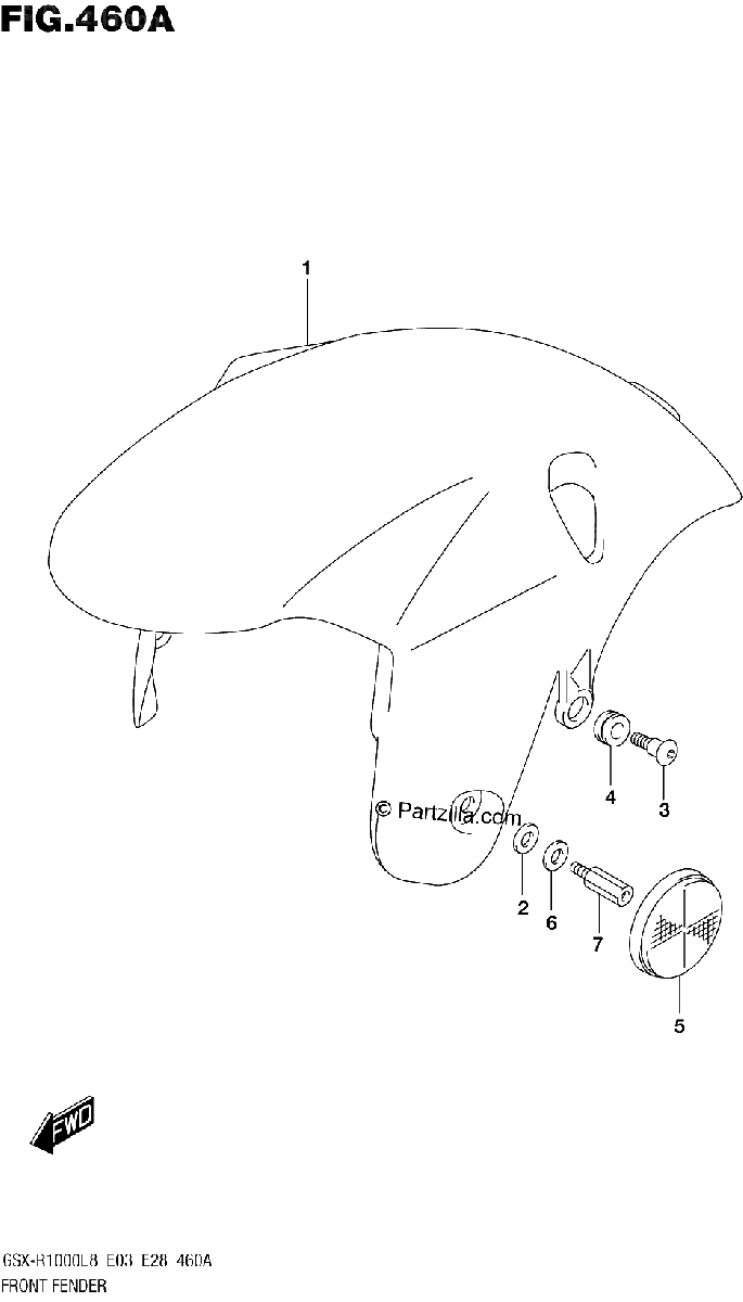 Diagrama de FRONT FENDER GSX R1000L8 E03