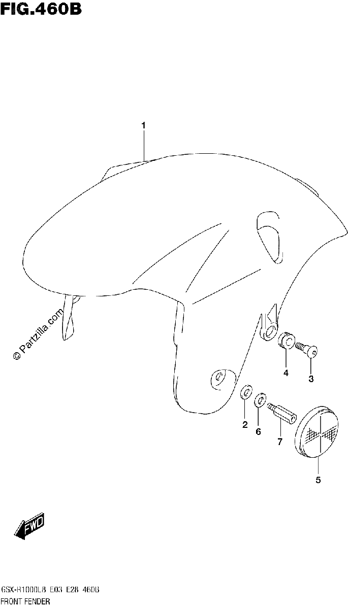 Diagrama de FRONT FENDER GSX R1000L8 E33