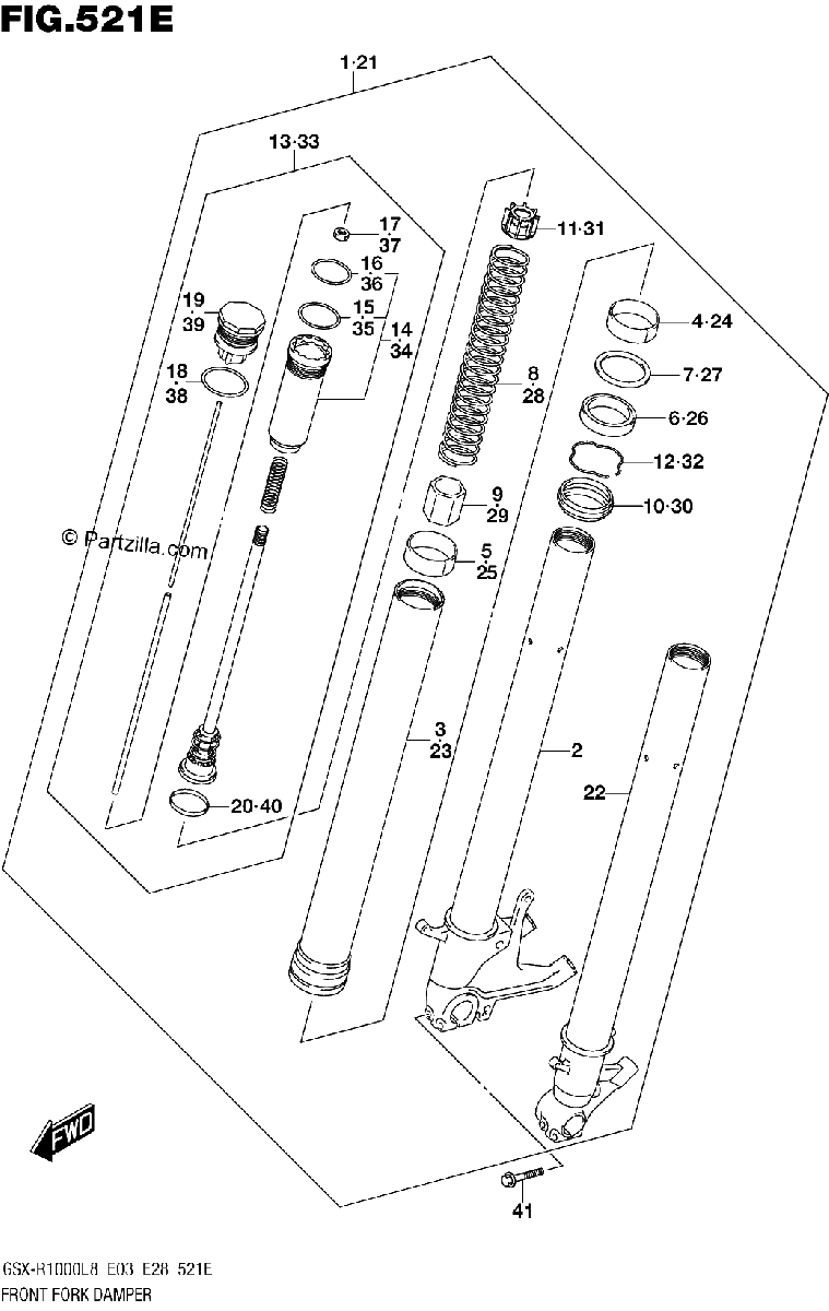 Diagrama de FRONT FORK DAMPER GSX R1000AL8 E33