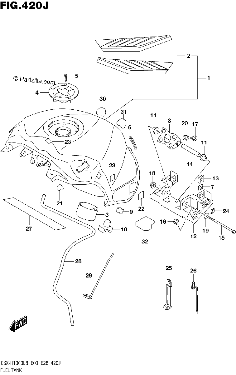 Diagrama de FUEL TANK GSX R1000AL8 E33 FOR YWW