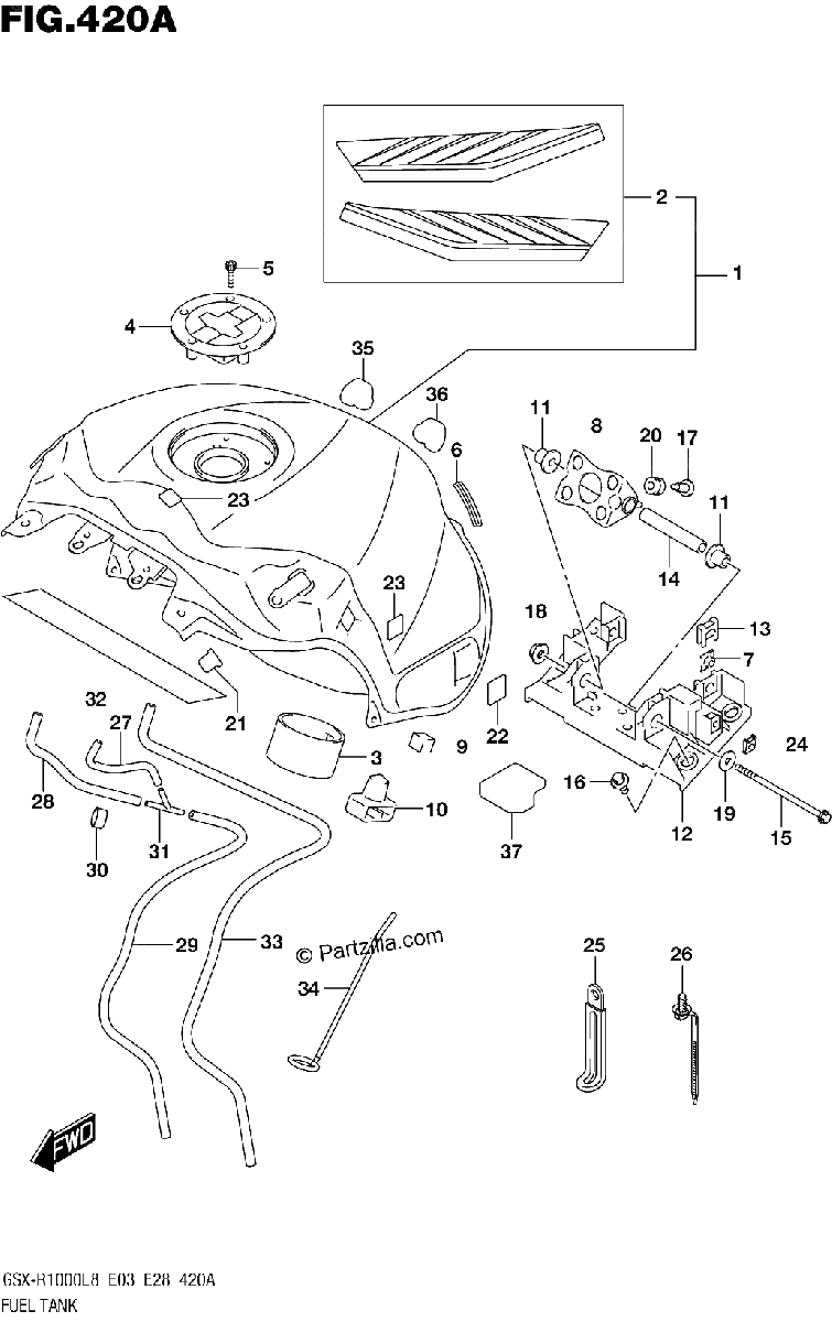 Diagrama de FUEL TANK GSX R1000L8 E03 FOR YWW