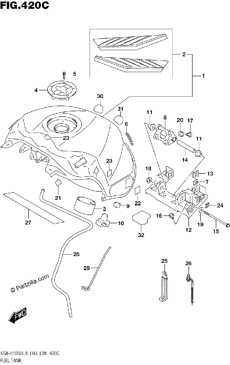 Diagrama de FUEL TANK GSX R1000L8 E33 FOR YWW