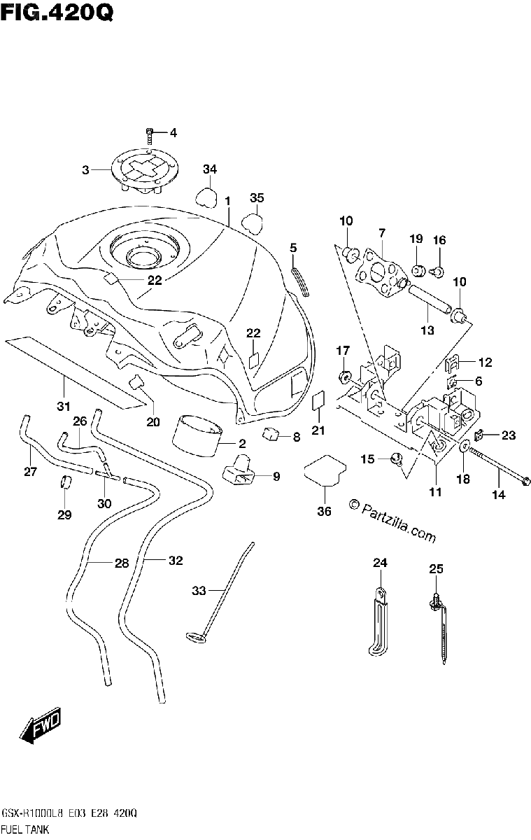 Diagrama de FUEL TANK GSX R1000RAL8 E03