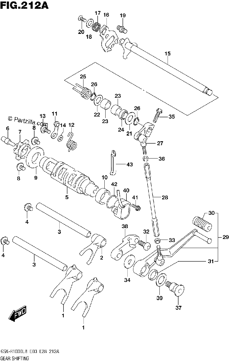 Diagrama de GEAR SHIFTING GSX R1000L8 E03