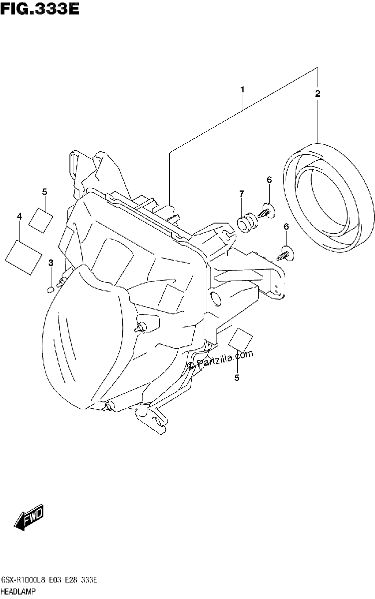Diagrama de HEADLAMP GSX R1000AL8 E33