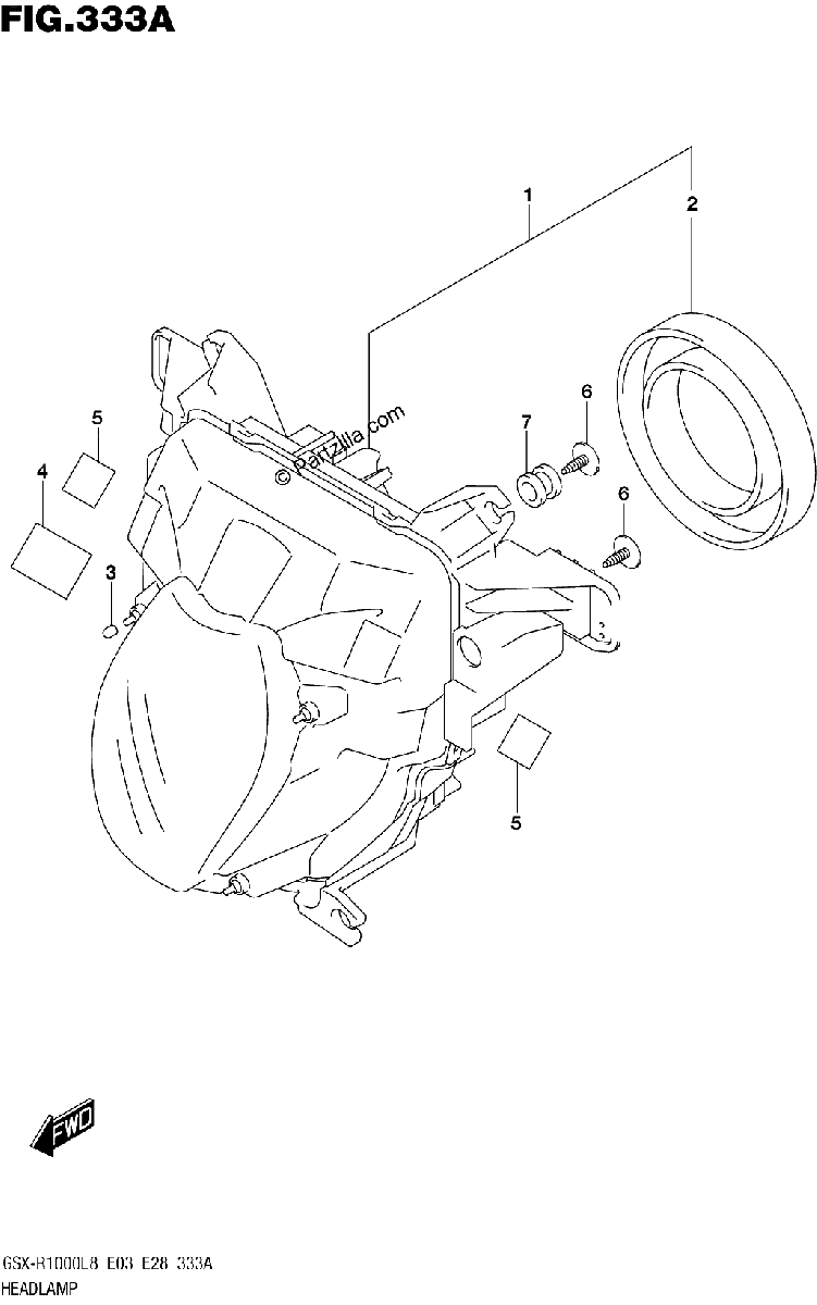 Diagrama de HEADLAMP GSX R1000L8 E03