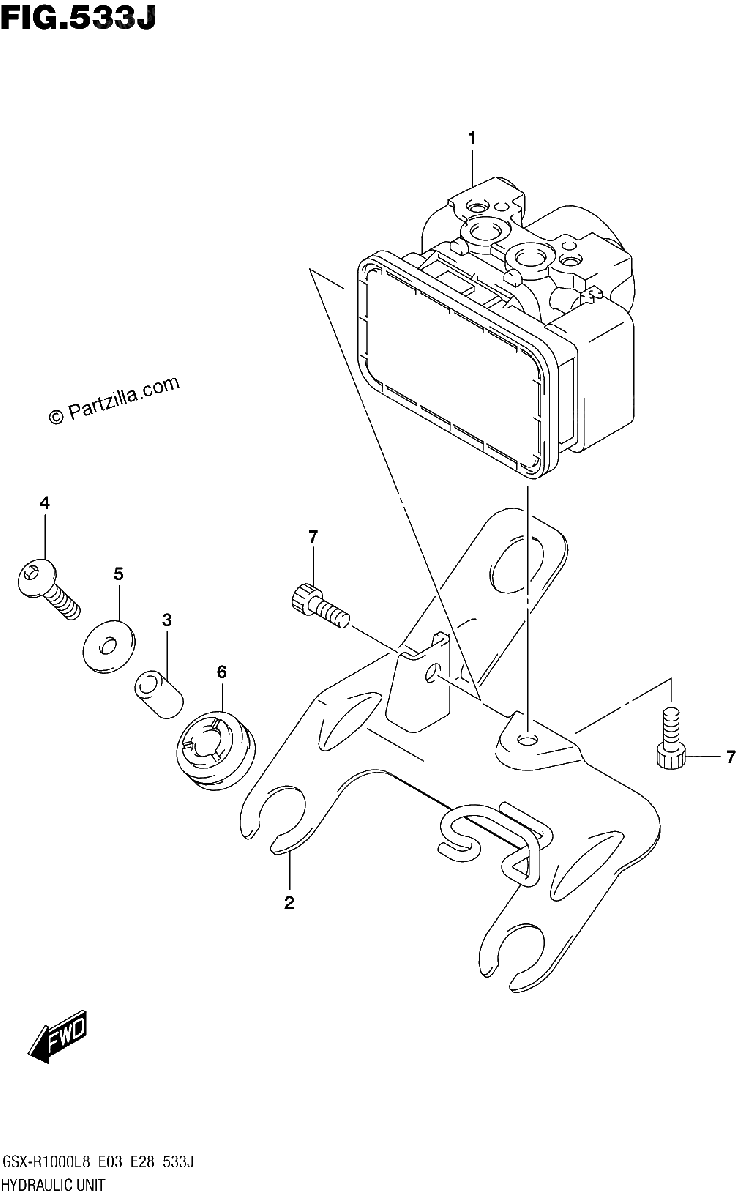 Diagrama de HYDRAULIC UNIT GSX R1000RAL8 E33