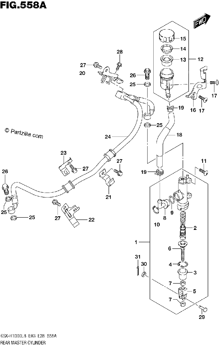 Diagrama de REAR MASTER CYLINDER GSX R1000L8 E03